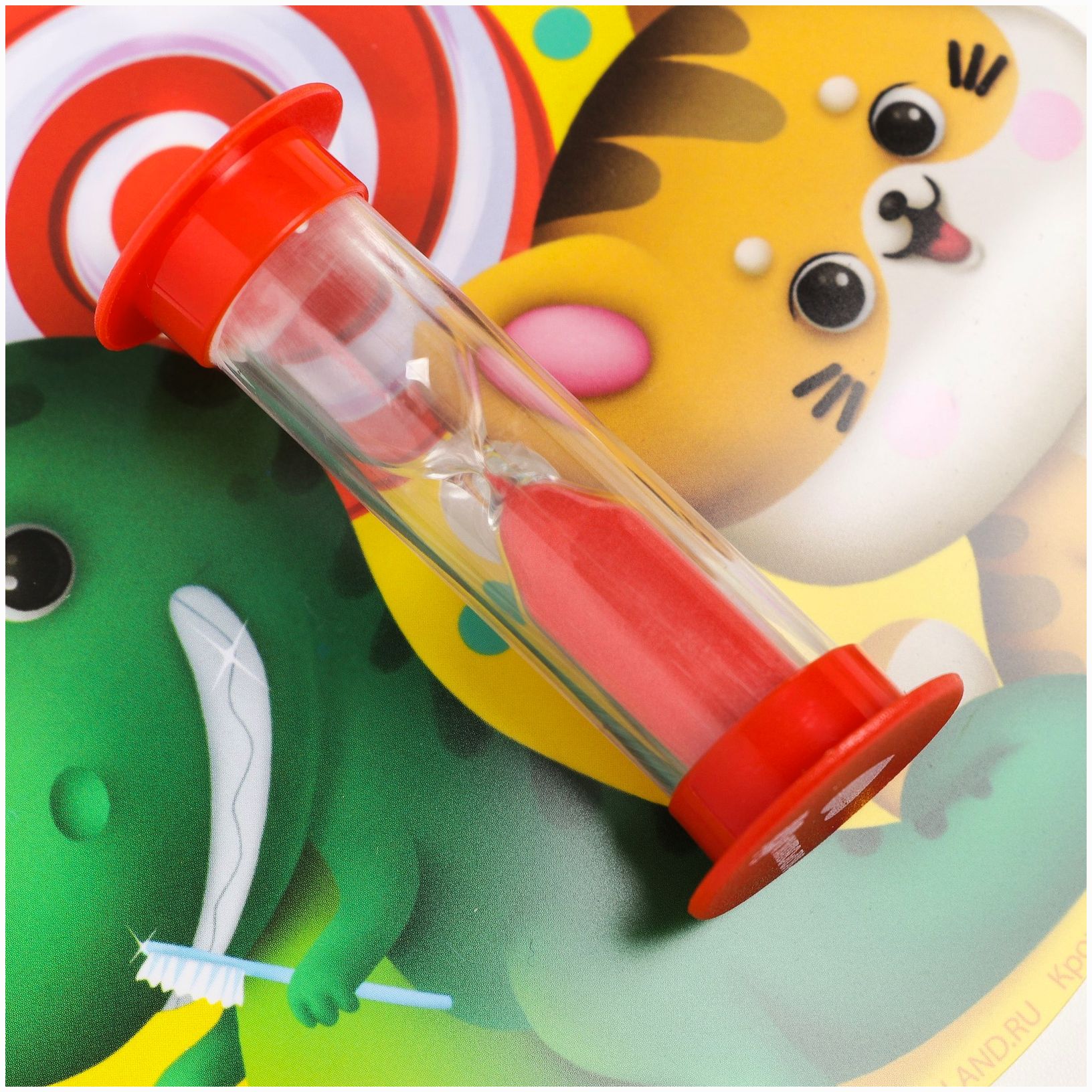 Картинка Набор зубная щётка и детские песочные часы для чистки зубов на присоске «Веселые друзья» (№7121421) от магазина Мир детей Товары для Новорожденных