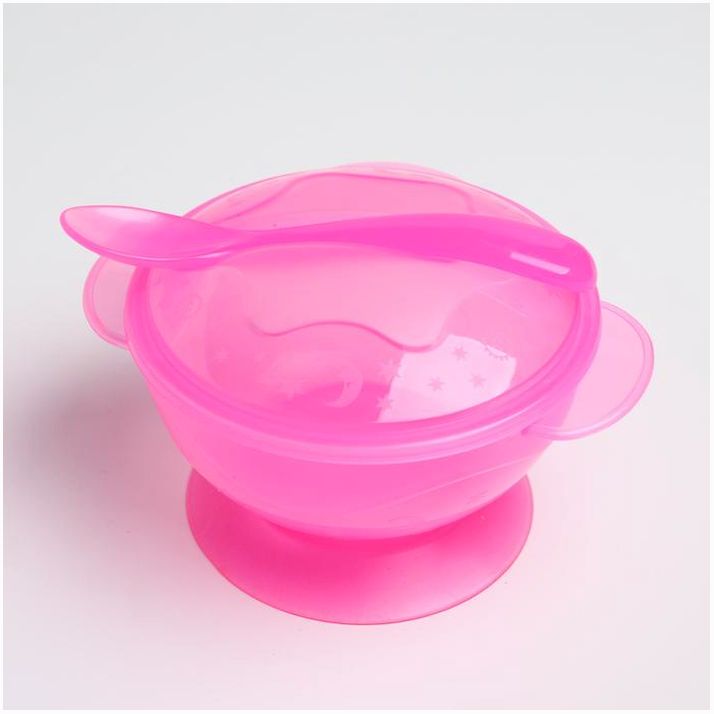 № 3278990 Набор детской посуды, 3 предмета: миска на присоске 330 мл, крышка, ложка, от 5 мес., цвета МИКС