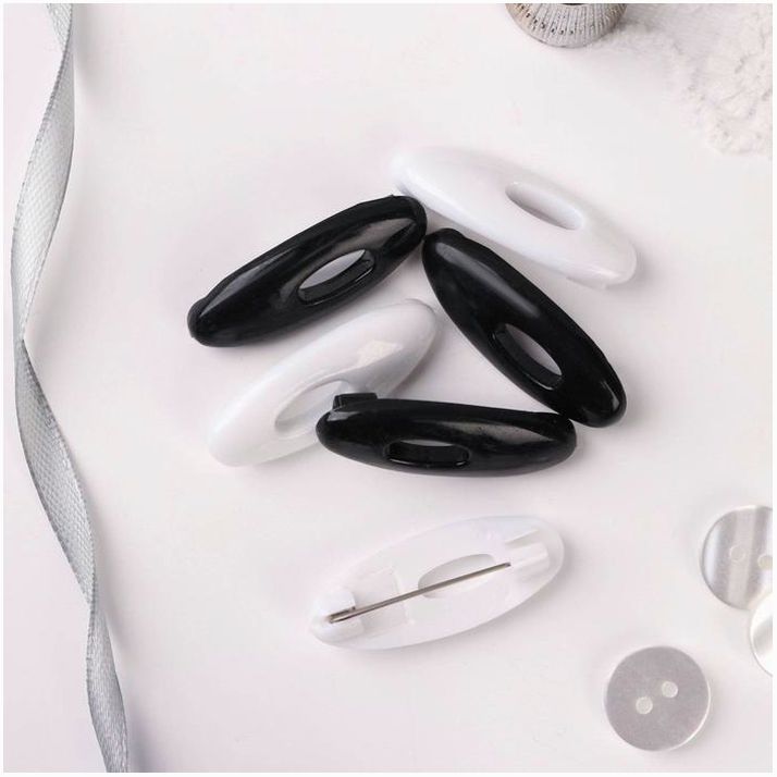 № 743941 Булавки безопасные, 40 мм, 6 шт, цвет чёрный/белый