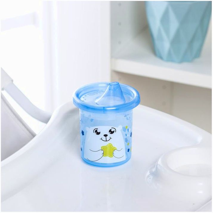 № 3721441 Поильник детский «Мишка северный» с твёрдым носиком, 200 мл, цвет синий