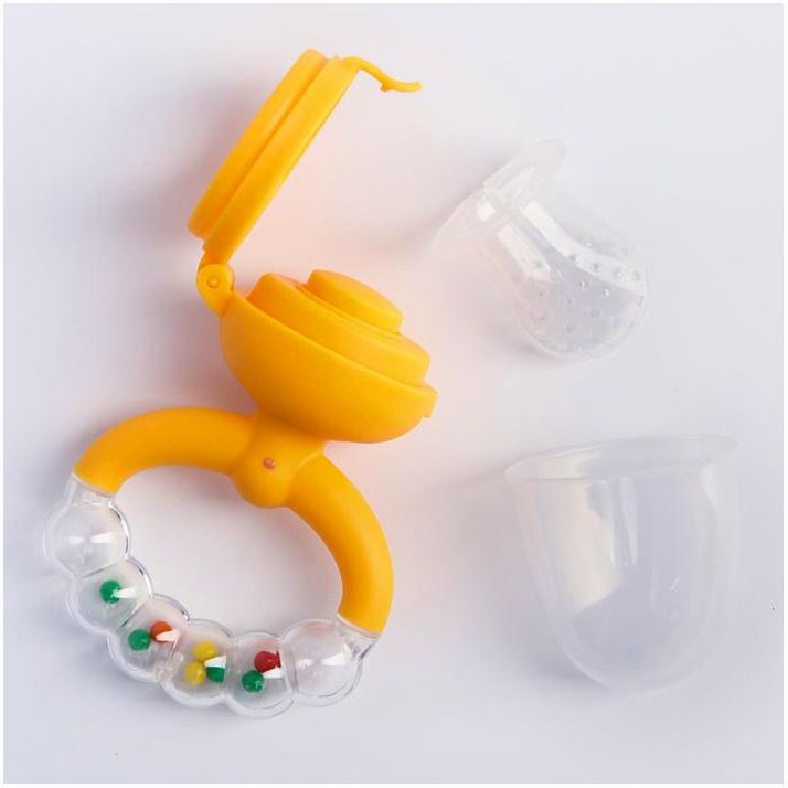 Картинка Ниблер с силикон. сеточкой, ручка-погремушка, вр. поршень, цвет оранжевый (№4780631) от магазина Мир детей Товары для Новорожденных