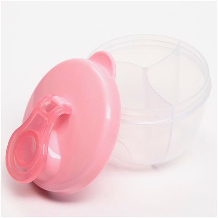 Картинка Контейнер для хранения детского питания, 3 секции по 90 мл., 9,2х8,8х8 см., 270 мл., цвет розовый (№7653248) от магазина Мир детей Товары для Новорожденных