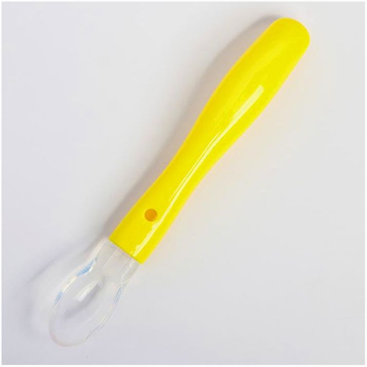 Ложка детская для кормления силиконовая, от 5 мес., цвет жёлтый артикул анонс 2300113