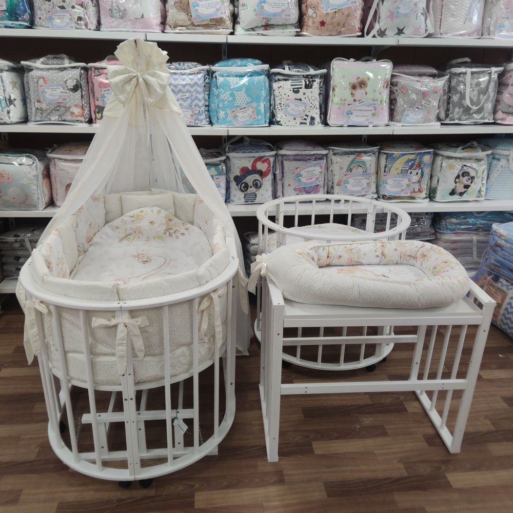 КПБ 21 пр (балдахин + борт + пододеяльник + 2 одеяла + навол + подуш + 2 прост + гнездо (бязь) 12кв артикул анонс 1151-О-1_22