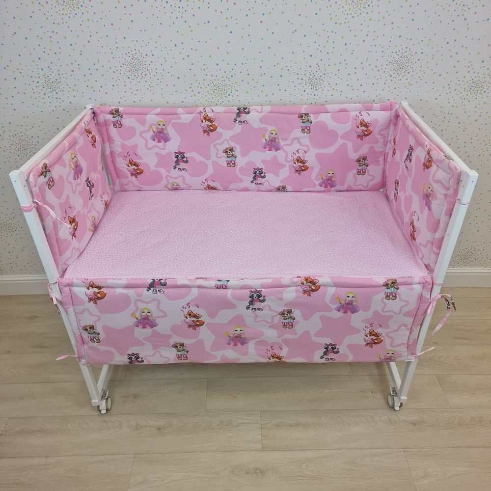 Бортик из 4 (2дл+2пр) подушек по всему периметру кроватки (бязь + синтепон) артикул анонс 982_04