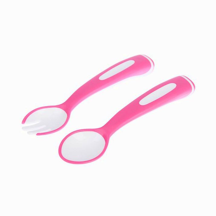 Картинка Столовые приборы в контейнере, 2 пр: вилка, ложка, цвет розовый (№3780387) от магазина Мир детей Товары для Новорожденных