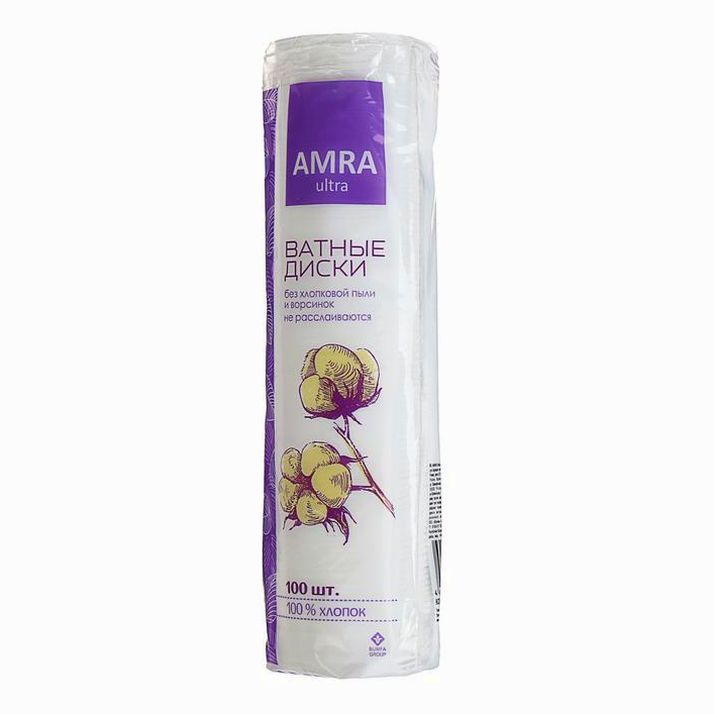 Ватные диски Amra, косметические, 100 шт. артикул анонс 794938