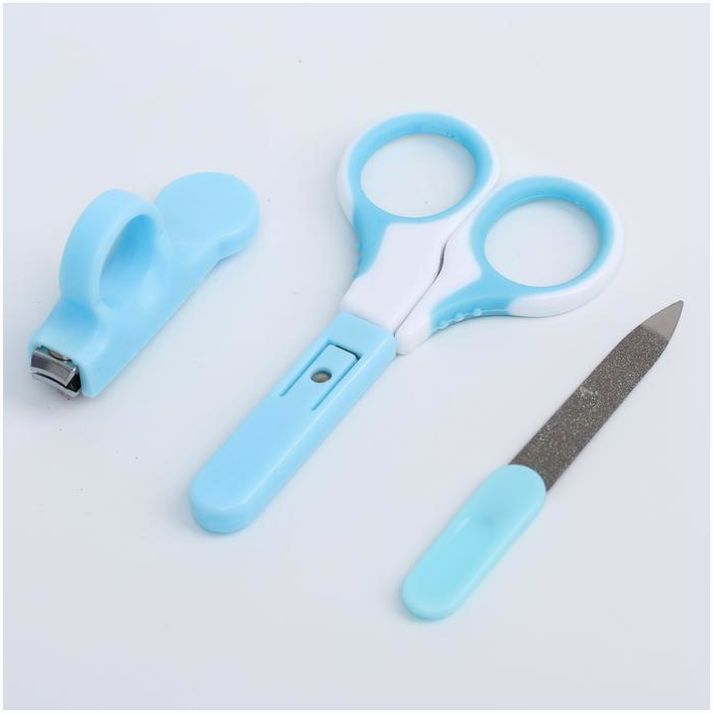 Детский маникюрный набор: безопасные ножницы с колпачком, щипчики, пилочка, от 0 мес., цвет голубой артикул анонс 2315244