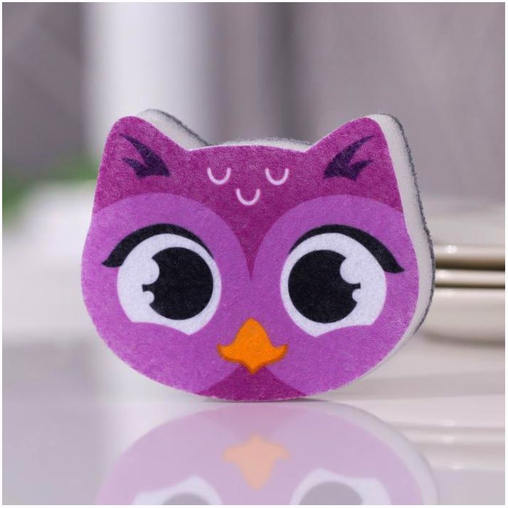 Губка для мытья посуды «Сова» 8х6,6 см артикул анонс 7621129