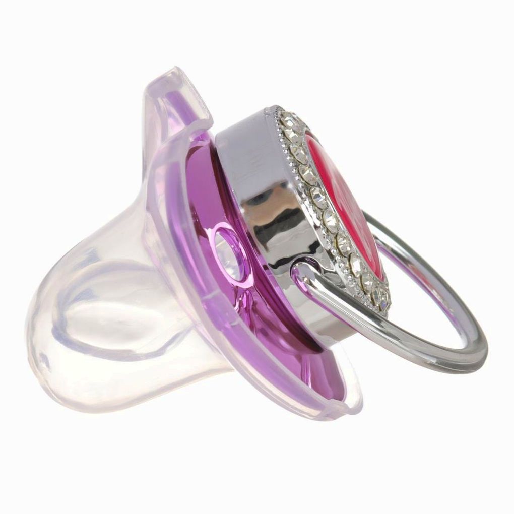 Картинка Набор: пустышка ортодонтическая с держателем, BABY, , от 6 мес., розовая/серебро, стразы (№10092747) от магазина Мир детей Товары для Новорожденных