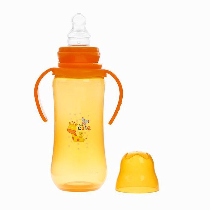 № 2825260 Бутылочка для кормления цветная с ручками, 280 мл, от 0 мес., цвет золотой