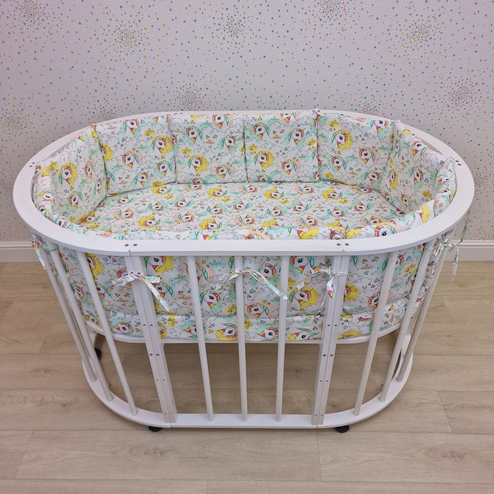 Бортик из 12 подушек по всему периметру кроватки (сатин + синтепон) артикул анонс 961с_06