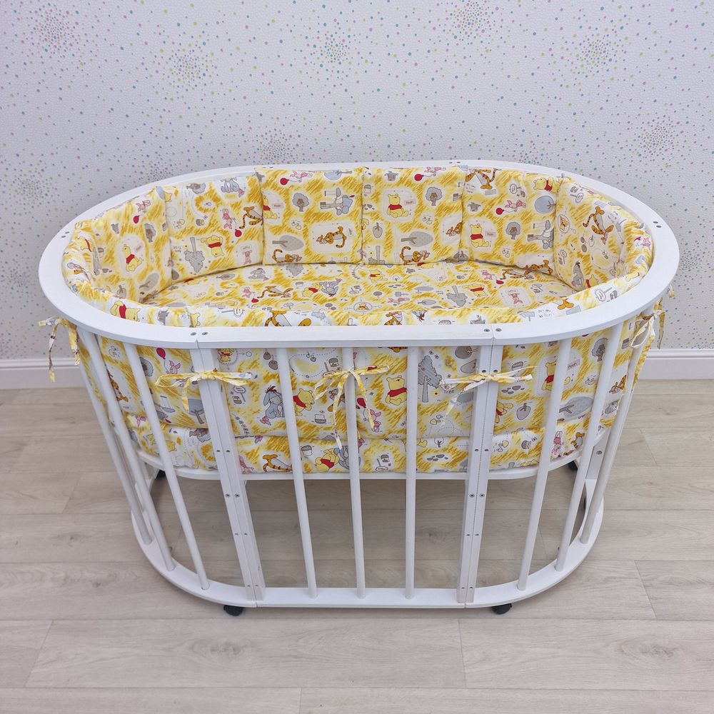 Бортик из 12 подушек по всему периметру кроватки (сатин + синтепон) артикул анонс 961с_08