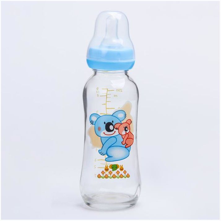 Бутылочка для кормления, классическое горло, 250 мл., от 3 мес., стекло, цвет МИКС артикул анонс 4477718