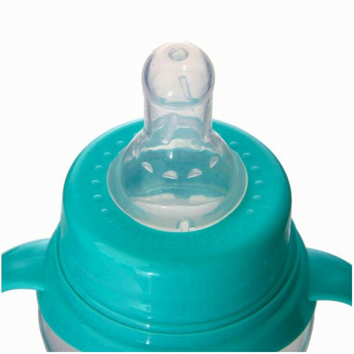 Картинка Бутылочка «Наше сокровище», клас горло, приталенная, с ручками, 250 мл, от 0 мес, цвет бирюзовый (№2969838) от магазина Мир детей Товары для Новорожденных