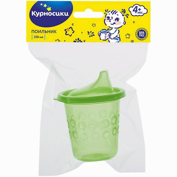 Картинка Поильник с твёрдым носиком, 210 мл, от 4 мес., цвета МИКС (№2085620) от магазина Мир детей Товары для Новорожденных
