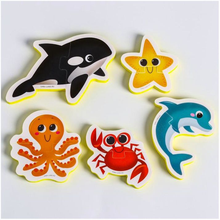 Картинка Мягкий пазл для малышей «Морские животные», 5 пазлов, Крошка Я (№5302618) от магазина Мир детей Товары для Новорожденных