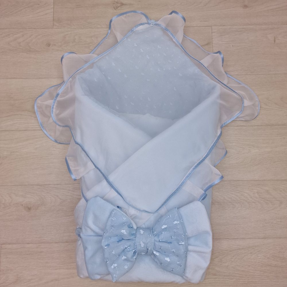 Комплект на выписку 3 пр: одеяло+уголок+бант (двухсторонний) артикул анонс 1876в-0-1_н