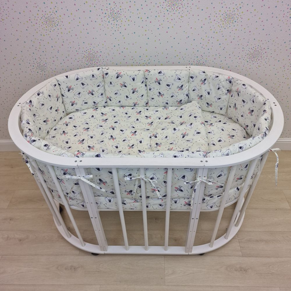 КПБ 19 пр (борт + пододеяльник + 2 одеяла + наволочка + подушка + 2 простыни (бязь) 12кв артикул анонс 1149-О-1бб