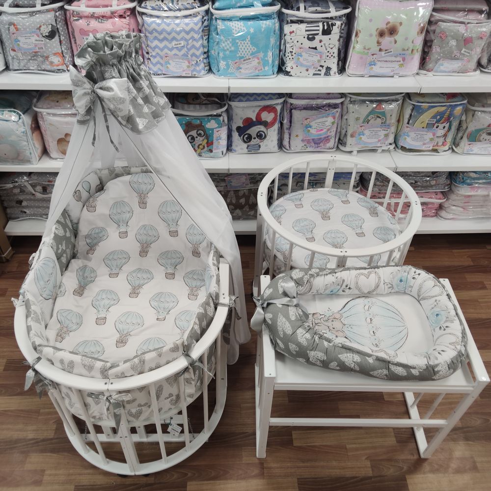 КПБ 21 пр (балдахин + борт + пододеяльник + 2 одеяла + навол + подуш + 2 прост + гнездо (бязь) 12кв артикул анонс 1151-О-1_17