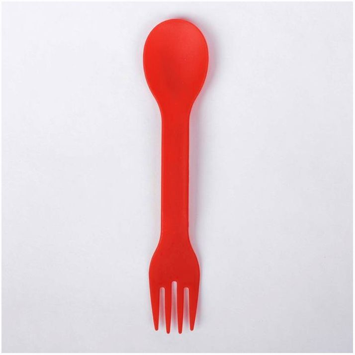 № 2257248 Ложка детская 2 в 1 «Вилка-ложка», от 5 мес., цвет красный