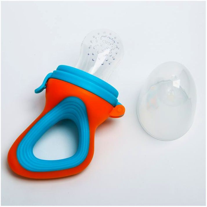 № 2825286 Ниблер для прикорма, с силиконовой сеточкой, цвет оранжевый/голубой