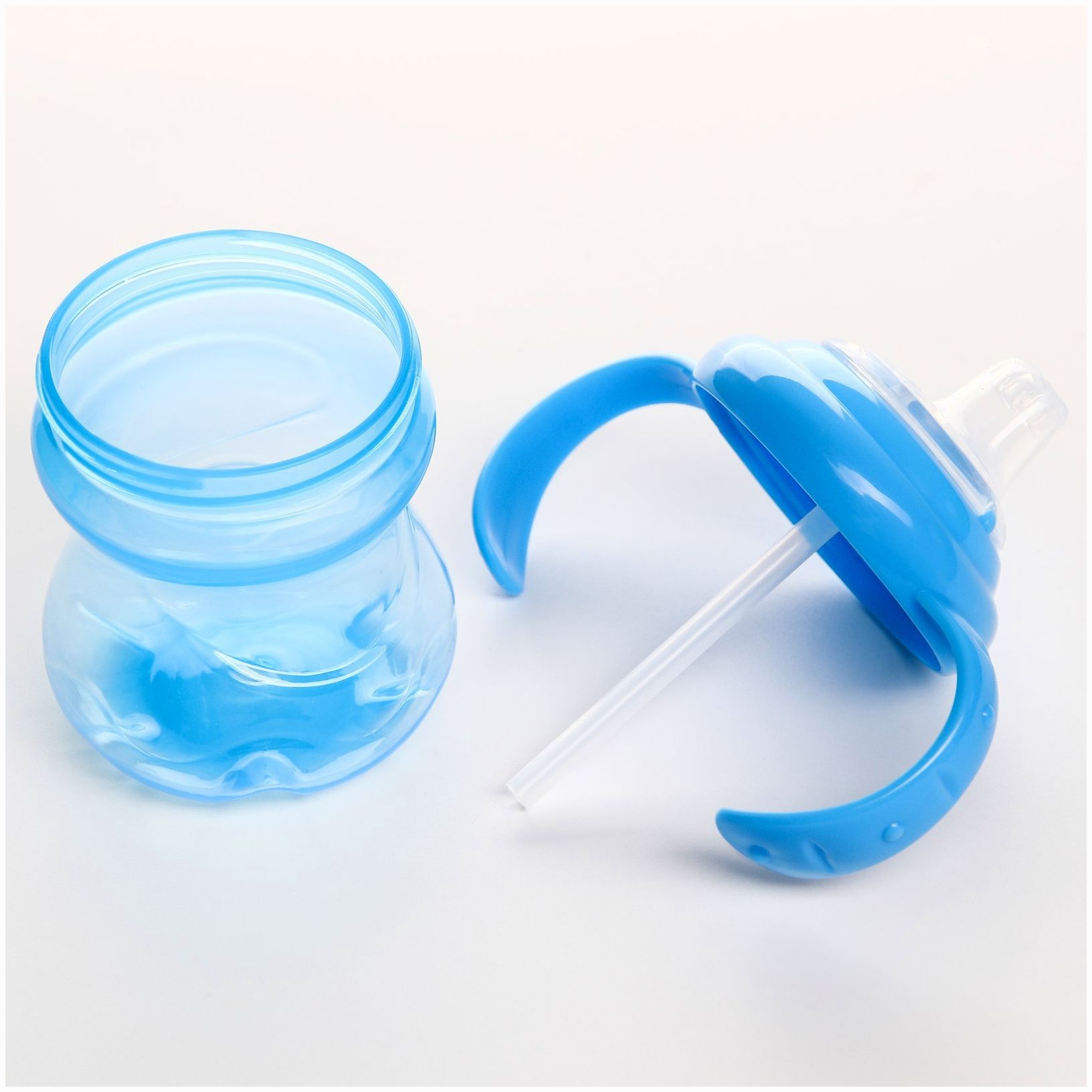 Картинка Поильник детский с силиконовым носиком, с ручками, 240 мл., цвет голубой (№2936644) от магазина Мир детей Товары для Новорожденных