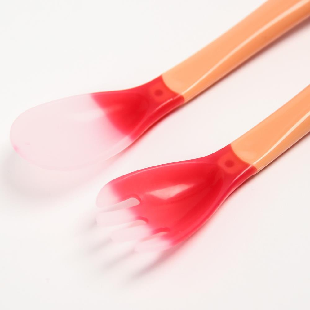 Картинка Набор приборов для кормления: термовилка и термоложка, 2 шт., цвет красно-бежевый (№6976606) от магазина Мир детей Товары для Новорожденных