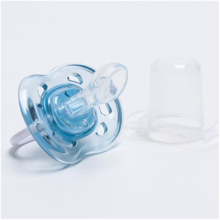 № 4780670 Соска - пустышка ортодонтическая, силикон, +6 мес., с колпачком, цвет голубой