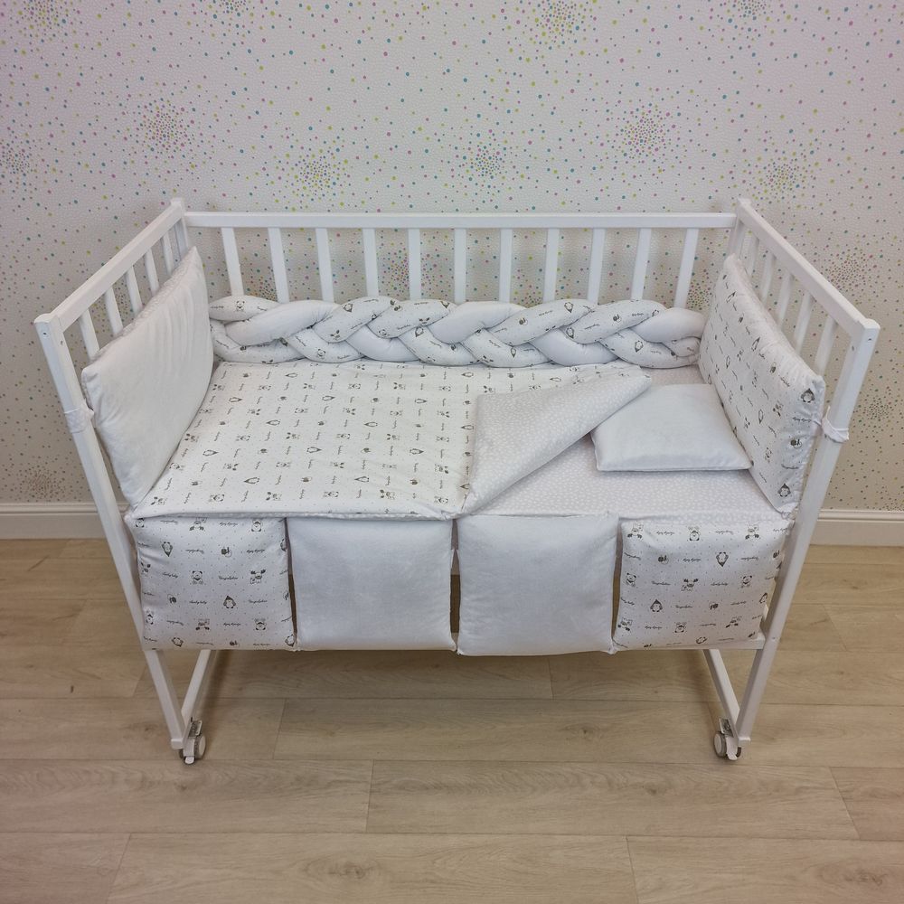 КПБ 13 пр (борт + пододеяльник + одеяло + подушка + простынь + (плюш/бязь) коса артикул анонс 1165-0-1бб_02