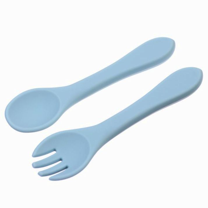 Картинка Тарелка детская на присоске и столовые приборы M&B, серый (№9037725) от магазина Мир детей Товары для Новорожденных