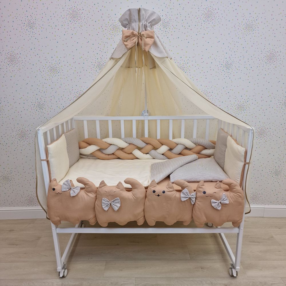 Картинка КПБ 15 пр (балдахин + борт + пододеяльник + одеяло + наволочка + подушка + простынь (бязь) (№1177-0-1) цвета в ассортименте от магазина Мир детей Товары для Новорожденных