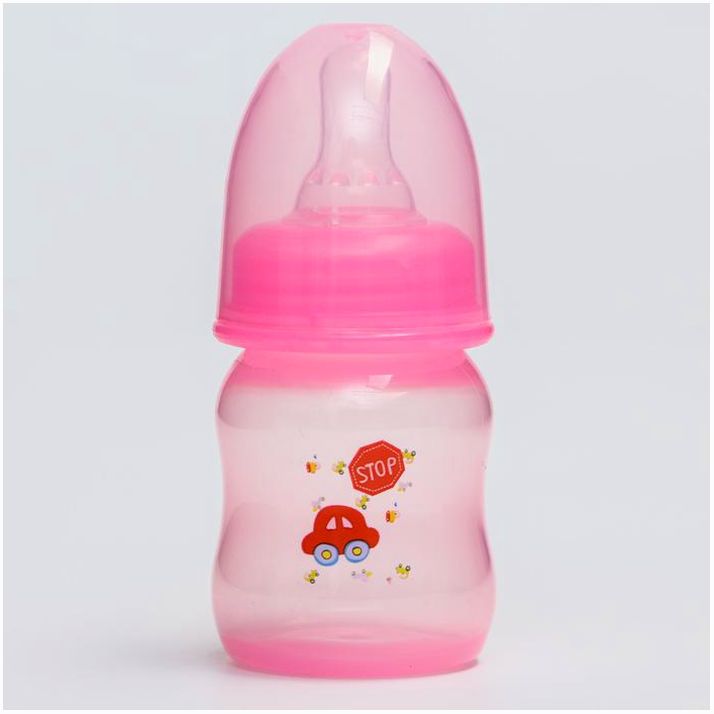 Бутылочка для кормления цветная, классическое горло, 60 мл., от 0 мес., рисунок МИКС для девочки артикул анонс 2825274