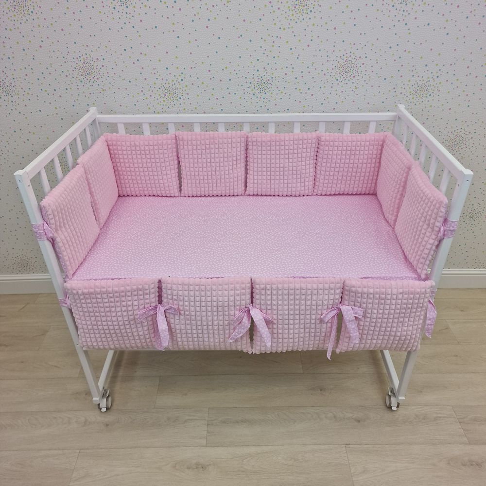 Бортик из 12 подушек по всему периметру кроватки (бязь/плюш + синтепон) артикул анонс 980_02