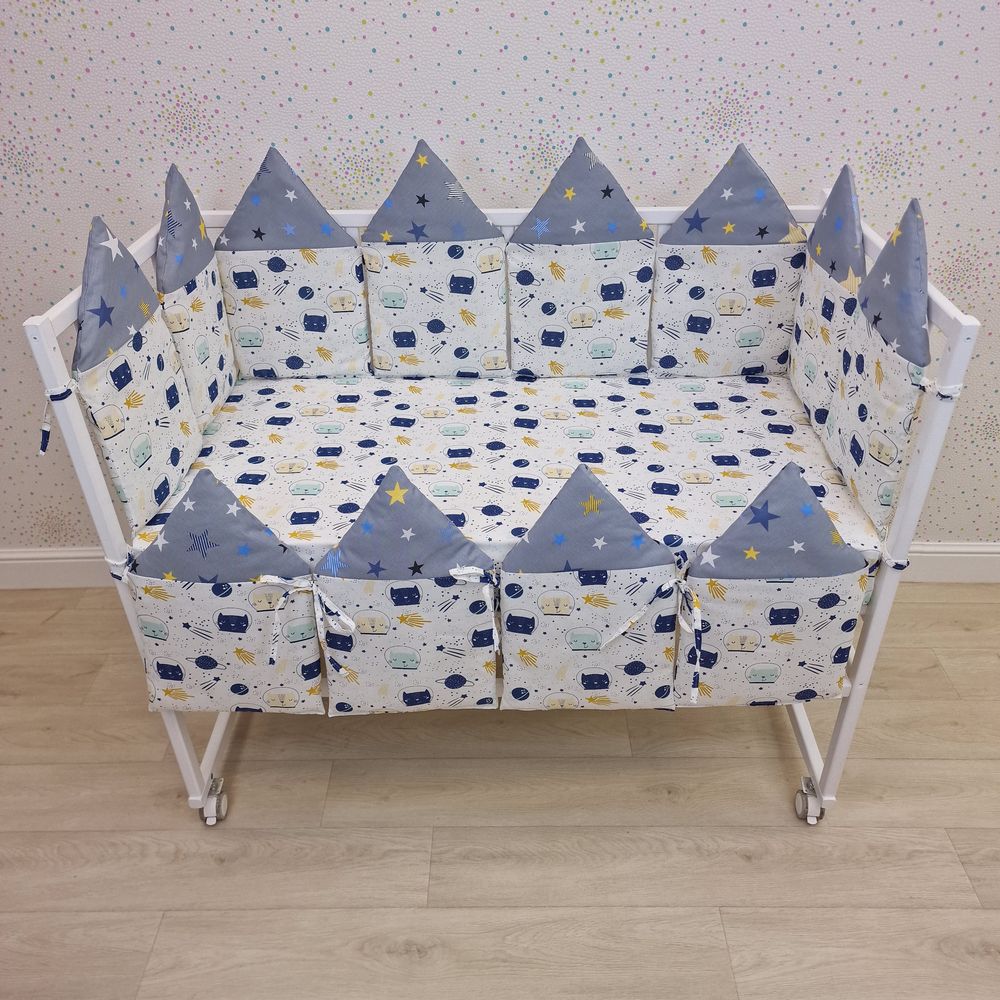 Бортик из 12 подушек по всему периметру кроватки (бязь + синтепон) 