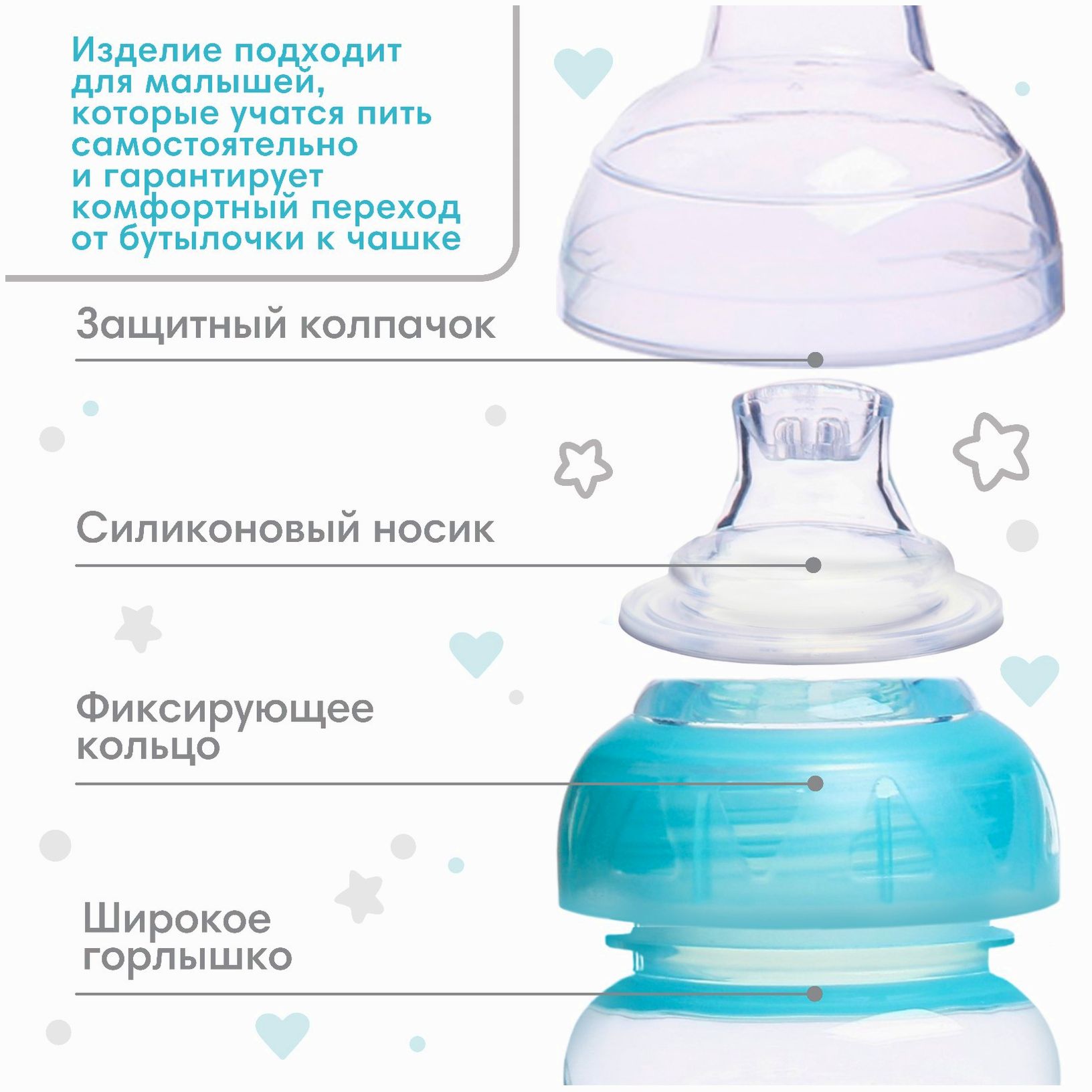 № 4770845 Поильник детский с мягким носиком, 300 мл., цвет голубой