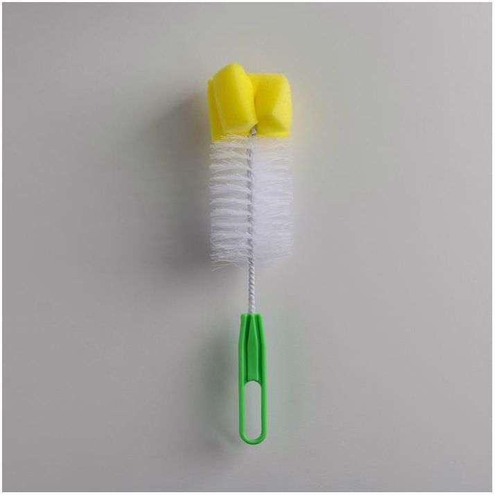 № 1267102 Ёршик для посуды с губкой, 21?5 см, цвет МИКС