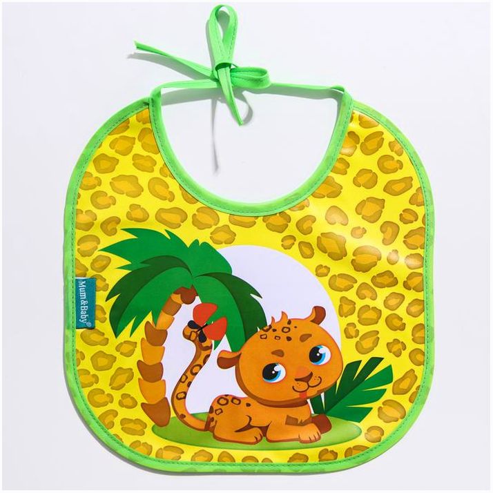 Нагрудник для кормления «ТРЕНД. Леопард» непромокаемый на завязках артикул анонс 5035218