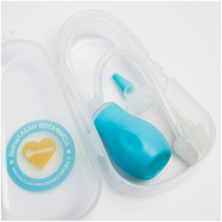 Детский назальный аспиратор с 2-мя сменными насадками, в контейнере, цвет голубой артикул анонс 5276557