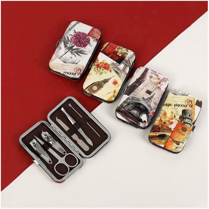 Набор маникюрный «Париж», 6 предметов, в футляре, рисунок МИКС артикул анонс 1498206