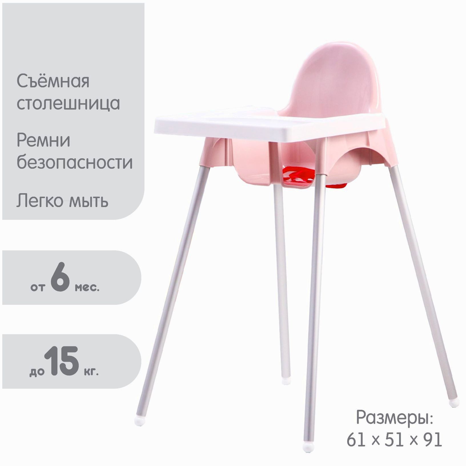 Стульчик для кормления пластиковый, цвет розовый артикул анонс 2387941