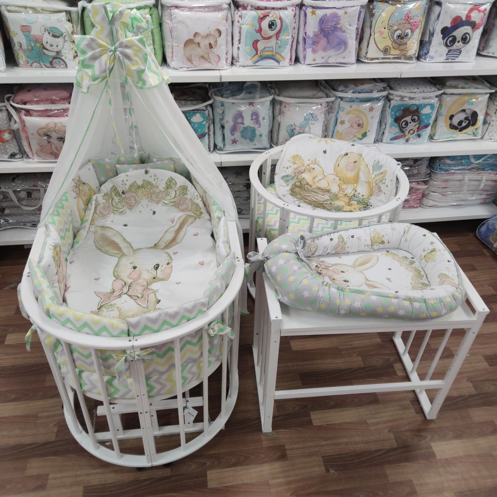 КПБ 21 пр (балдахин + борт + пододеяльник + 2 одеяла + навол + подуш + 2 прост + гнездо (бязь) 12кв артикул анонс 1151-О-1_26