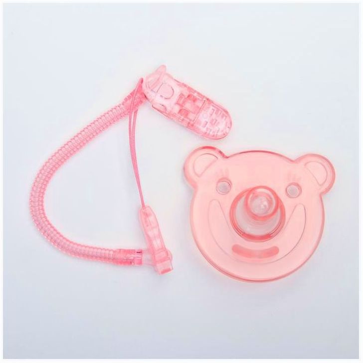 Картинка Пустышка цельносиликоновая, с держателем, в контейнере, от 0 мес., цвет розовый (№4350295) от магазина Мир детей Товары для Новорожденных