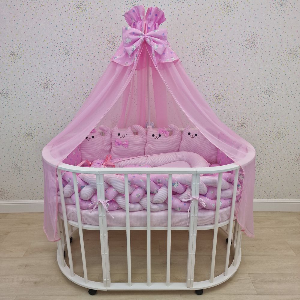 КПБ 17 пр (балдахин + борт + пододеяльник + одеяло + наволочка + 2подушки + простынь + гнездо (бязь) артикул анонс 1173-0-1_02