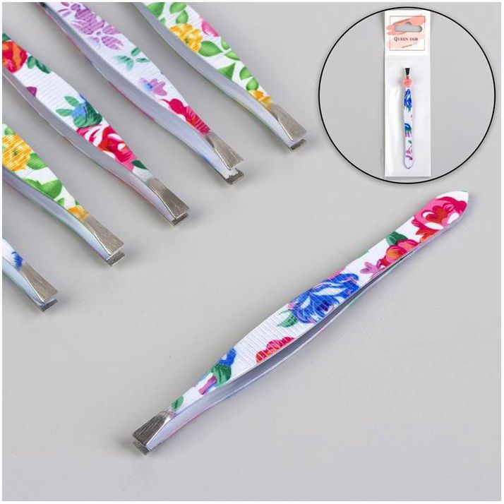 Пинцет прямой, узкий, 8,5 см, рисунок МИКС артикул анонс 1439577